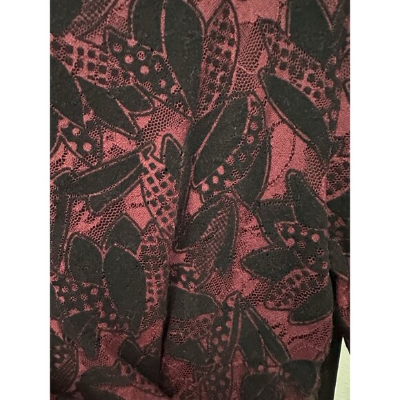 Maeve Elorn lace ruched dress from Anthropologie Sz 12 Burgundy & Black - Picture 3 of 7